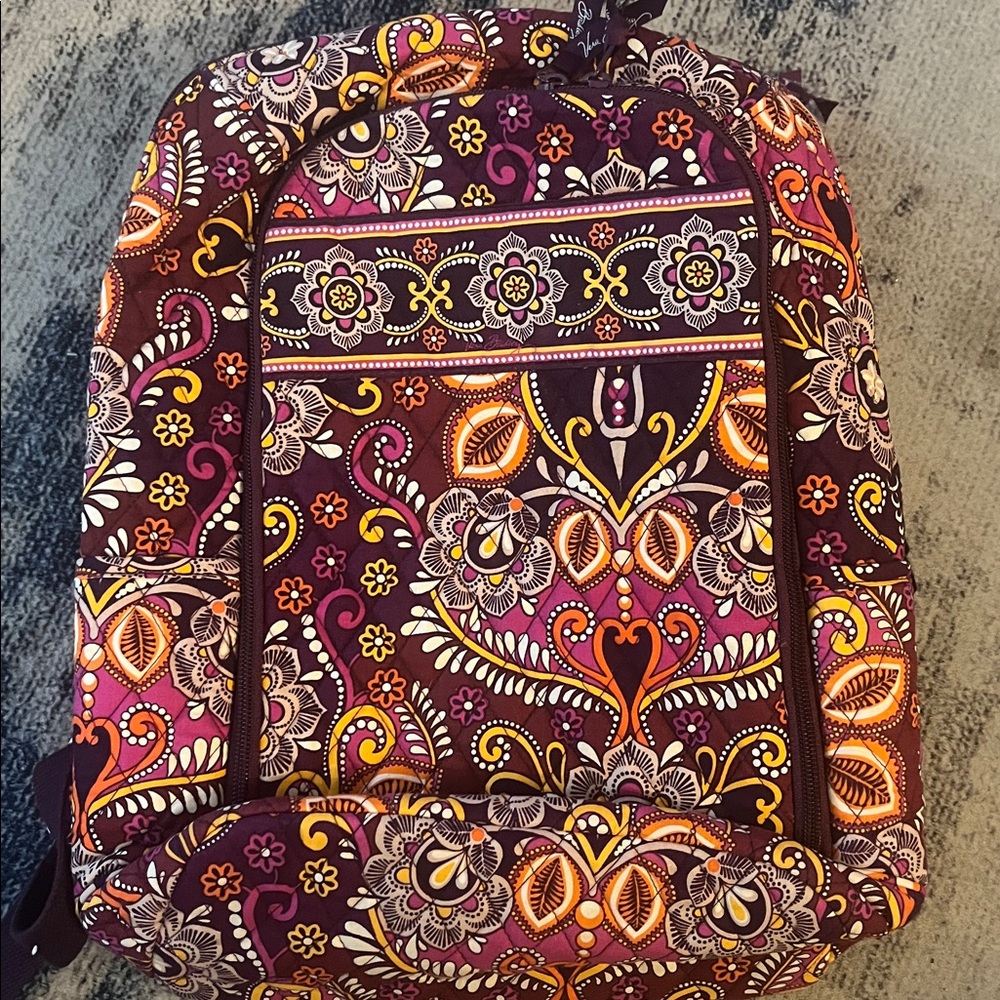 Reposhing Vera Bradley Laptop Backpack Book Bag Maroon Pink Shoulder